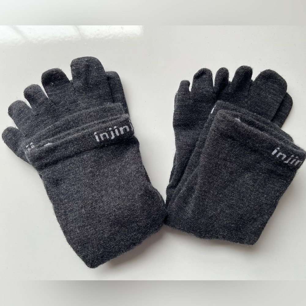 Injinji Liner Crew Merino Wool Toe Socks x 2 pairs in Gray - Size Medium
